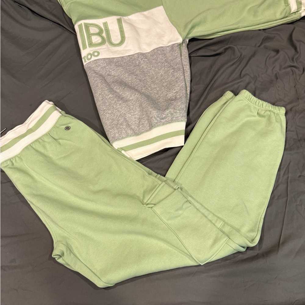 Limited Too Light Green Girls Jogger Pants with White Trim